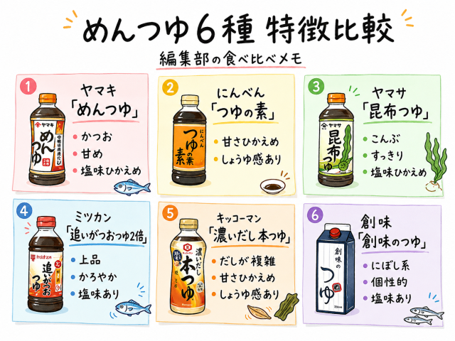 めんつゆ味比べ