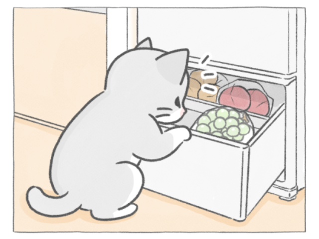 【四コマ漫画】vol.219｜ひと粒のつもりが…！冷えた「マスカット」の誘惑