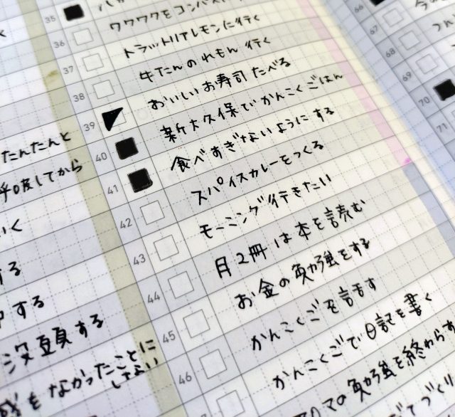 まだしるしがついていない100リスト