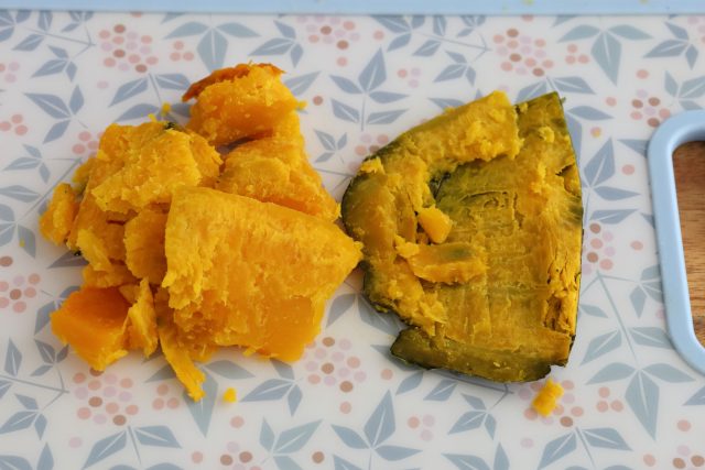 レンジで加熱したかぼちゃ
