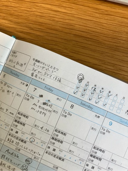 朝活の習慣を記録する手帳のハビットトラッカー